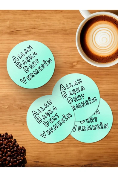 Panorama Ajans Komik Sözlü Başka Dert Vermesin 4'lü Ahşap Bardak Altlığı