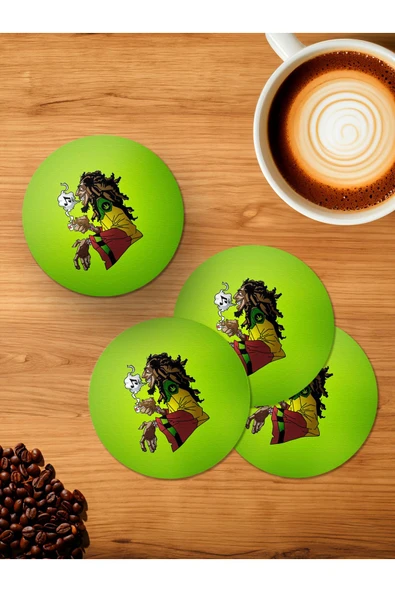 Panorama Ajans Bob Marley Reggae Müzik 4'lü Ahşap Bardak Altlığı ürün görseli 1