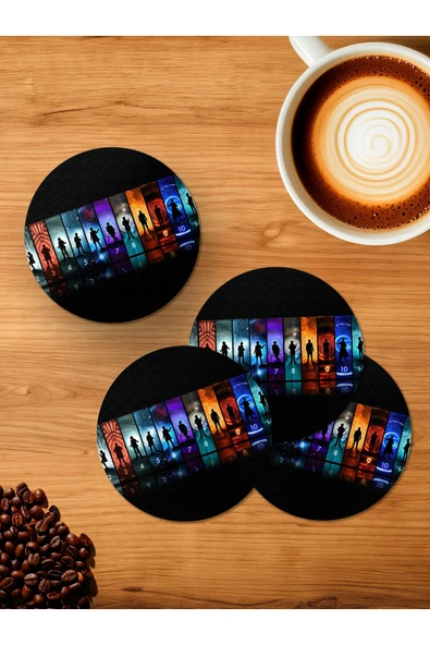Panorama Ajans Doctor Who Doktorlar Dizi 4'lü Ahşap Bardak Altlığı - 1