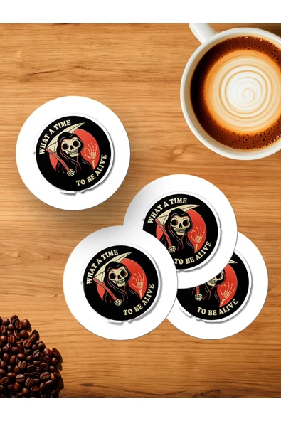 Panorama Ajans Gotik Sticker Tasarım 4'lü Ahşap Bardak Altlığı ürün görseli 1