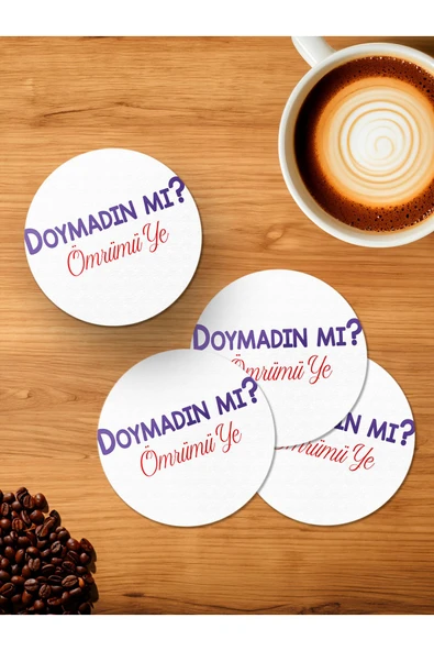 Panorama Ajans Ömrümü ye 4'lü Ahşap Bardak Altlığı ürün görseli 1