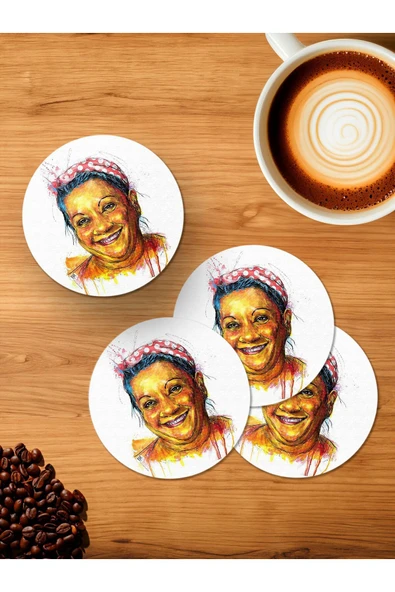 Panorama Ajans Adile Naşit 4'lü Ahşap Bardak Altlığı ürün görseli 1