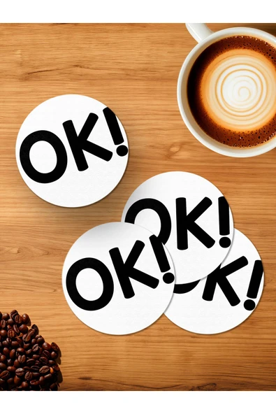 Panorama Ajans OK 4'lü Ahşap Bardak Altlığı ürün görseli 1