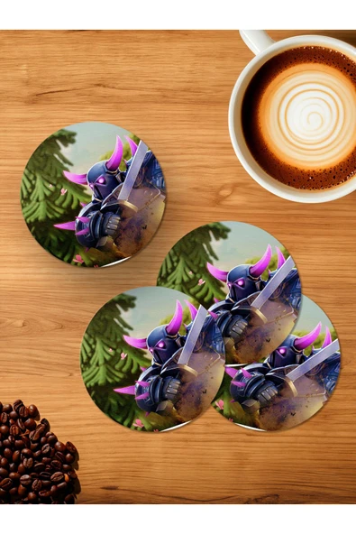 Panorama Ajans Clash Of Clans PEKKA Tank 4'lü Ahşap Bardak Altlığı ürün görseli 1