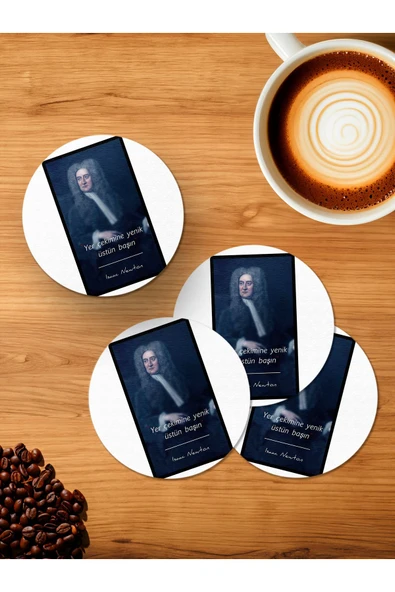 Panorama Ajans Isaac Newton 4'lü Ahşap Bardak Altlığı ürün görseli 1