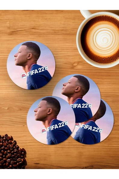 Panorama Ajans Kylian Mbappe Fifa 22 Futbol 4'lü Ahşap Bardak Altlığı ürün görseli 1