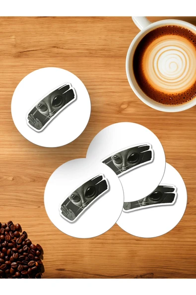 Panorama Ajans Uzaylı Gotik Tasarım 4'lü Ahşap Bardak Altlığı ürün görseli 1