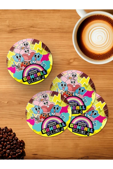 Panorama Ajans The Amazing World Of Gumball Volume4 4'lü Ahşap Bardak Altlığı ürün görseli 1