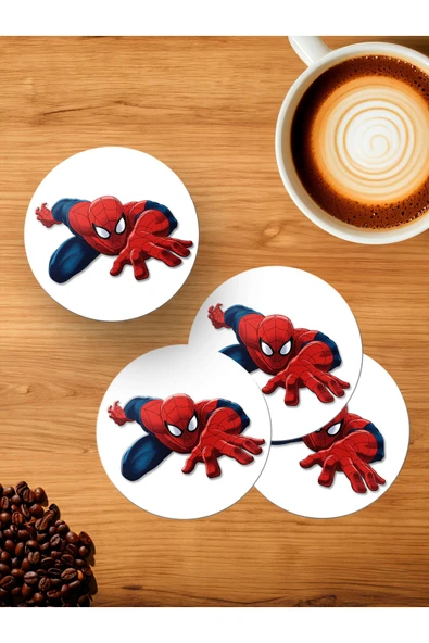 Panorama Ajans Spiderman Örümcek Adam marvel Hayran 4'lü Ahşap Bardak Altlığı