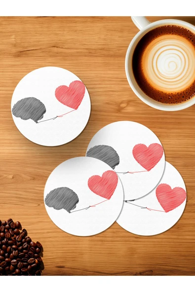 Panorama Ajans Mantık Ve Aşk 4'lü Ahşap Bardak Altlığı ürün görseli 1