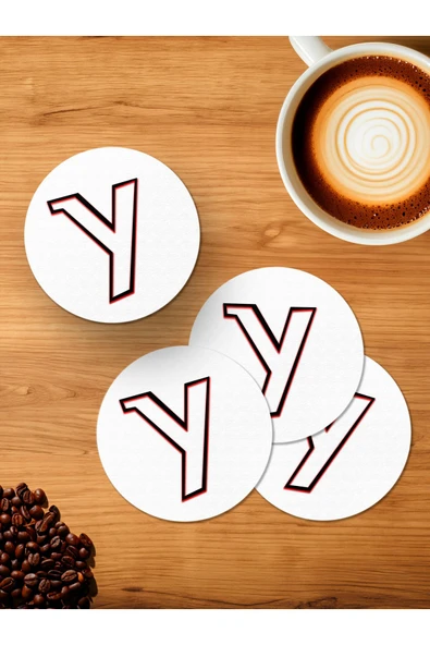 Panorama Ajans Y Harfi 4'lü Ahşap Bardak Altlığı ürün görseli 1