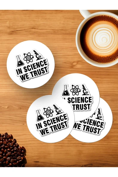 Panorama Ajans Bilime Güveniriz Laborant Sevgiliye 4'lü Ahşap Bardak Altlığı ürün görseli 1