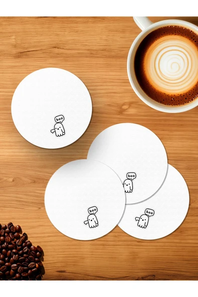 Panorama Ajans Boo 4'lü Ahşap Bardak Altlığı ürün görseli 1