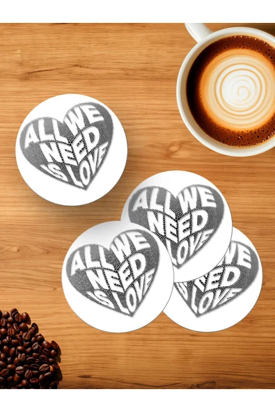 Panorama Ajans Sevgililer Günü Sevgiliye Hediye 4'lü Ahşap Bardak Altlığı ürün görseli 1