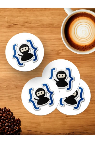 Panorama Ajans Yazılımcı ;Sevgiliye Tasarım Sticker 4'lü Ahşap Bardak Altlığı