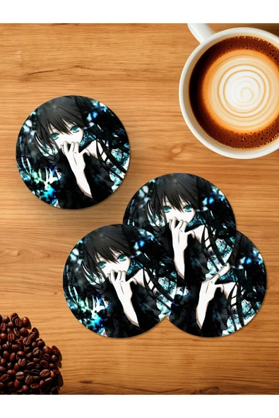 Panorama Ajans Kız Anime Karakter 4'lü Ahşap Bardak Altlığı ürün görseli 1
