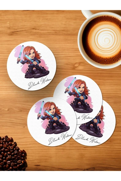 Panorama Ajans Black Widow 4'lü Ahşap Bardak Altlığı ürün görseli 1