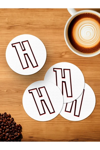 Panorama Ajans H Harfi 4'lü Ahşap Bardak Altlığı ürün görseli 1