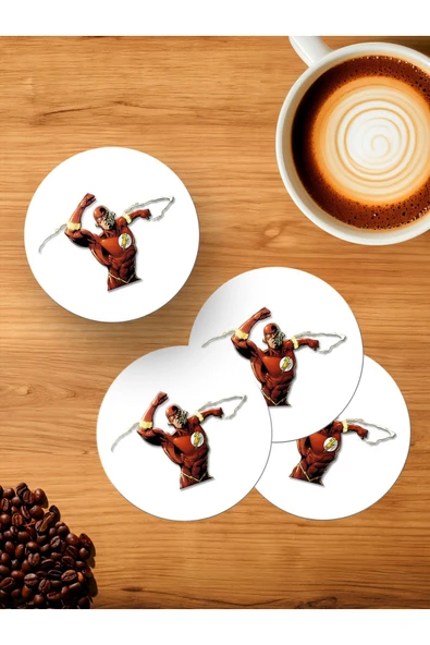 Panorama Ajans DC Flaş Hızlı Runner Süper Kahraman Hero 4'lü Ahşap Bardak Altlığı ürün görseli 1