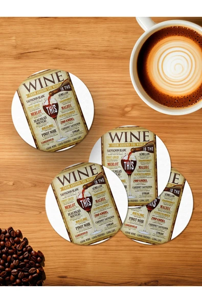 Panorama Ajans Wıne 4'lü Ahşap Bardak Altlığı ürün görseli 1