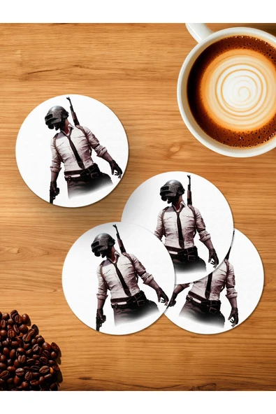 Panorama Ajans PubG karakter 4'lü Ahşap Bardak Altlığı ürün görseli 1