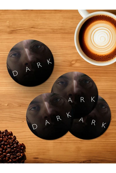 Panorama Ajans Dark Netflix Dizi 4'lü Ahşap Bardak Altlığı