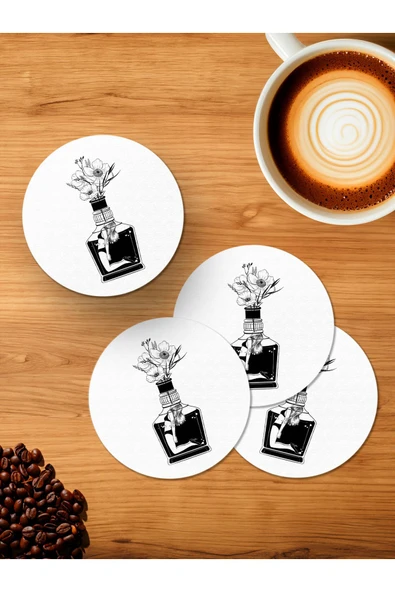 Panorama Ajans Minimalist Kadın Çiçek Vazo 4'lü Ahşap Bardak Altlığı ürün görseli 1