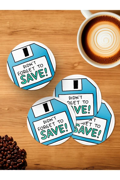 Panorama Ajans Dıdn't Forget To Save Blue 4'lü Ahşap Bardak Altlığı ürün görseli 1