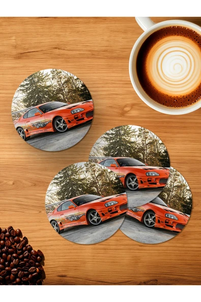 Panorama Ajans Toyota Supra Hızlı ve Öfkeli Paul Walker Unutulmaz Nostalji 4'lü Ahşap Bardak Altlığı ürün görseli 1
