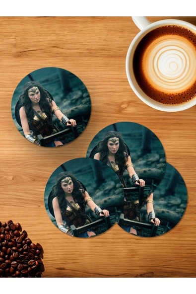 Panorama Ajans Gal Gadot Wonder Woman DC 4'lü Ahşap Bardak Altlığı ürün görseli 1
