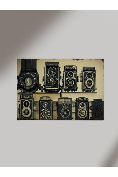 Panorama Ajans Retro Fotograf Makinası Ahşap Poster Tablo