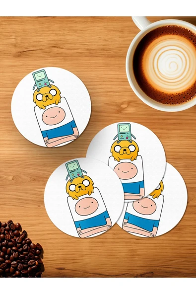 Panorama Ajans Adventure Time 4'lü Ahşap Bardak Altlığı ürün görseli 1