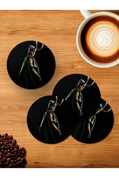 Panorama Ajans Loki Marvel 4'lü Ahşap Bardak Altlığı ürün görseli 1