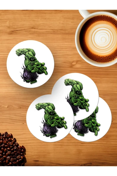 Panorama Ajans Marvel Hulk Yeşil Dev 4'lü Ahşap Bardak Altlığı ürün görseli 1