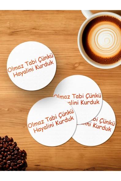 Panorama Ajans Hayalini Kurduk Tasarımlı 4'lü Ahşap Bardak Altlığı ürün görseli 1