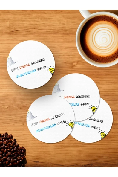 Panorama Ajans Seni Mumla Ararken 4'lü Ahşap Bardak Altlığı ürün görseli 1