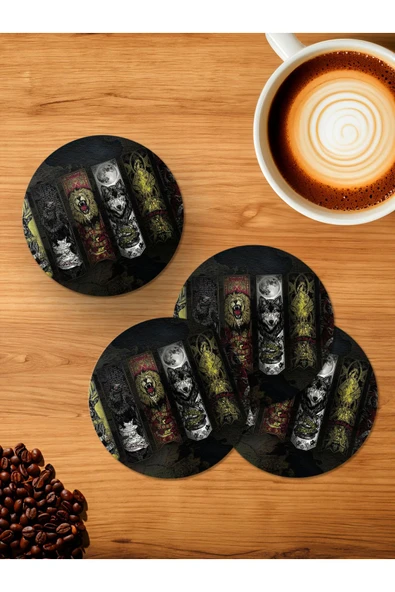 Panorama Ajans Aslan Kurt Fligran 4'lü Ahşap Bardak Altlığı ürün görseli 1