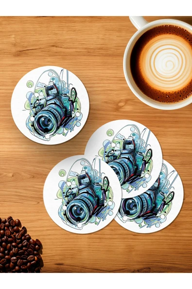 Panorama Ajans Camera 4'lü Ahşap Bardak Altlığı ürün görseli 1