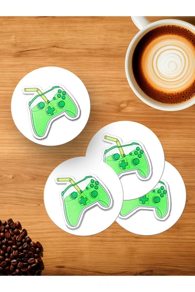 Panorama Ajans Konsol Tasarımı Gamer Sticker 4'lü Ahşap Bardak Altlığı ürün görseli 1