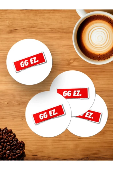 Panorama Ajans Oyunseverlere Gamer GG Sticker Tasarım 4'lü Ahşap Bardak Altlığı ürün görseli 1