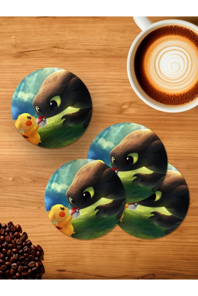 Panorama Ajans Pokemon Pikachu Pikaçu ve Mewtwo Çizgi Dizi Anime 4'lü Ahşap Bardak Altlığı ürün görseli 1