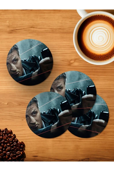 Panorama Ajans Slyvester Stallone Hayran Film 4'lü Ahşap Bardak Altlığı ürün görseli 1