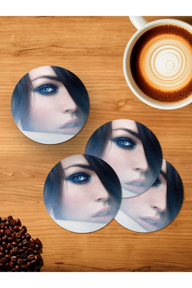 Panorama Ajans Megan Fox En Güzel Kadın 4'lü Ahşap Bardak Altlığı ürün görseli 1