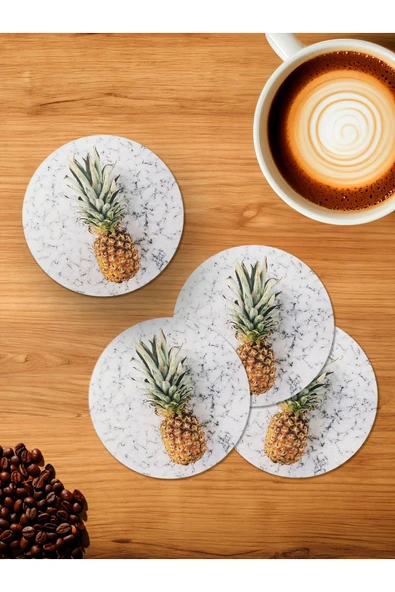 Panorama Ajans Ananas Fotograf 4'lü Ahşap Bardak Altlığı ürün görseli 1