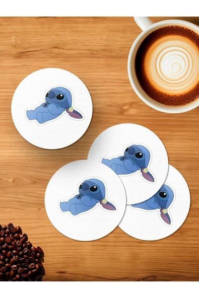 Panorama Ajans Stich 4'lü Ahşap Bardak Altlığı ürün görseli 1