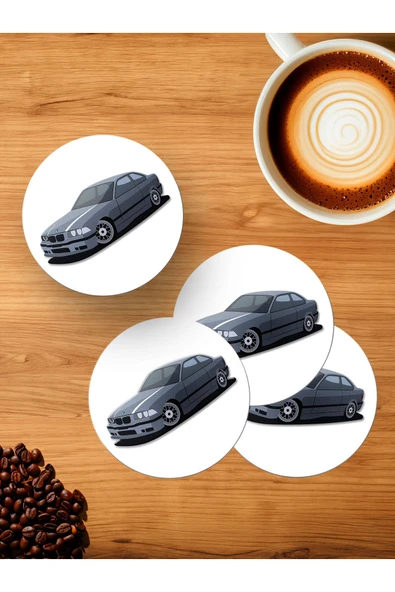Panorama Ajans BMW E36 Severlere Sticker 4'lü Ahşap Bardak Altlığı ürün görseli 1