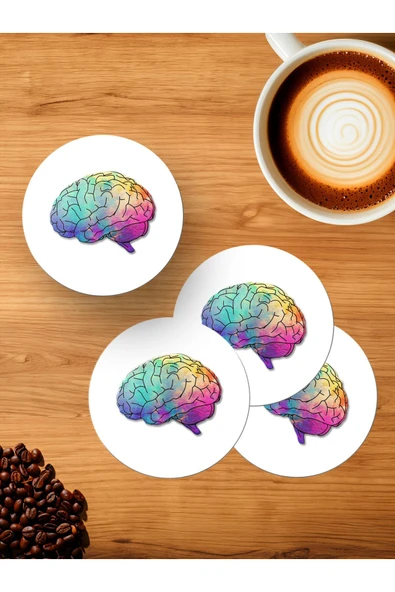 Panorama Ajans Gotik Beyin Tasarım Sticker 4'lü Ahşap Bardak Altlığı ürün görseli 1