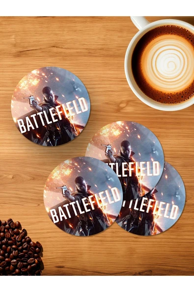 Panorama Ajans Battlefıeld Tasarım 4'lü Ahşap Bardak Altlığı ürün görseli 1