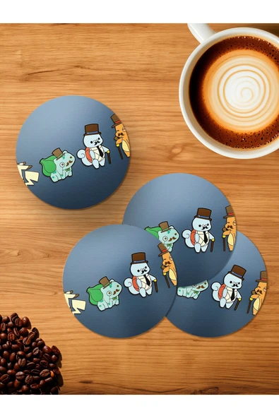 Panorama Ajans LoLPokemon Suit Takım 4'lü Ahşap Bardak Altlığı ürün görseli 1