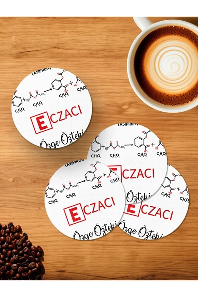 Panorama Ajans Eczacı 4'lü Ahşap Bardak Altlığı ürün görseli 1